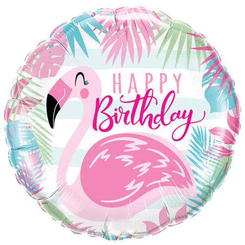 Folieballon happy birthday flamingo 45cm