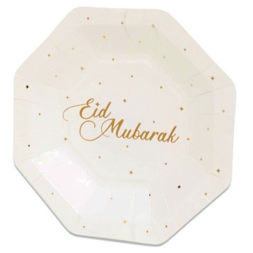 Borden Eid Mubarak stippen goud 18cm (8st)