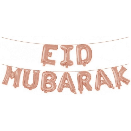 Folieballonslinger Eid Mubarak roségoud