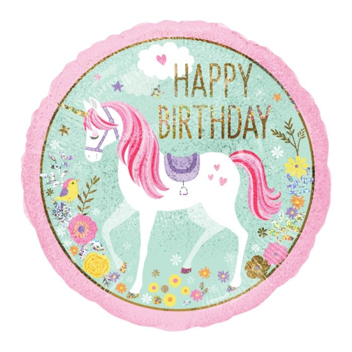 Folieballon Happy Birthday Unicorn (55cm)