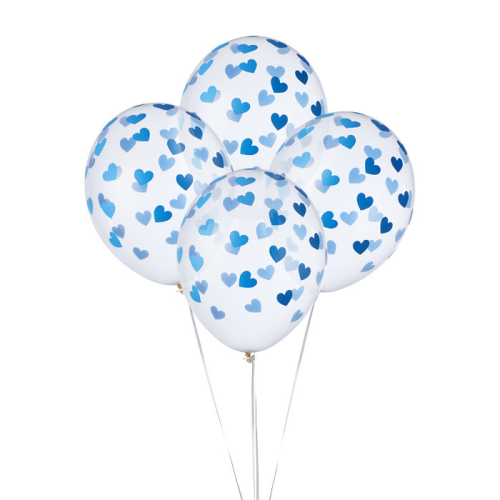 Transparante ballonnen hartjes lichtblauw (6st)
