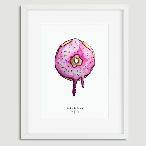 Aquarel illustratie donut door Sophie de Ruiter