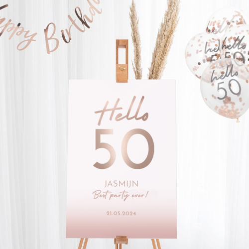 Welkomstbord verjaardag hello 50