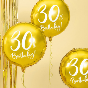 Folieballon 30th Birthday goud (45cm)