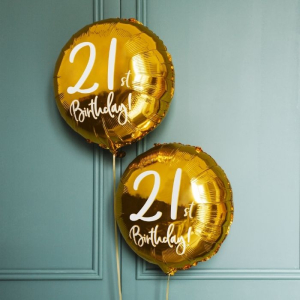Folieballon 21st birthday goud 45cm