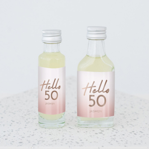 Mini flesje verjaardag hello 50