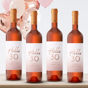 Wijnfles etiketten verjaardag hello 30
