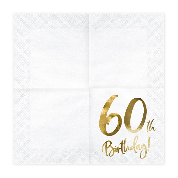 Servetten 60th Birthday goud (20st)