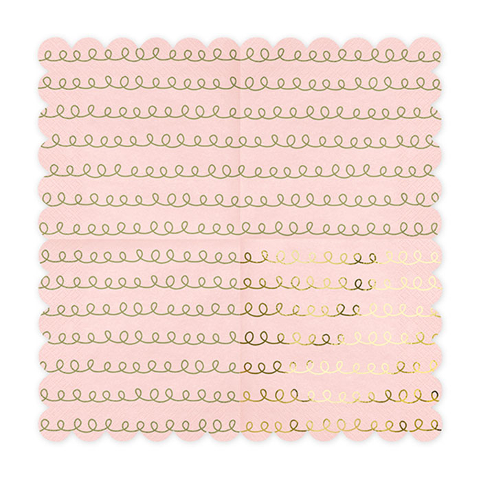 Servetten roze met goud patroon (20st)