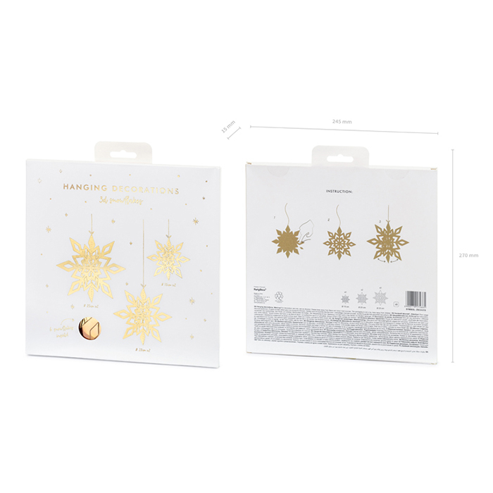 Hangdecoratie Snowflakes goud (6st)