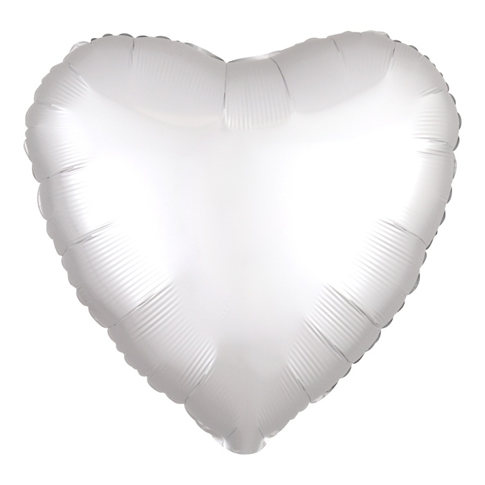 Folieballon Satin Luxe hart wit (43cm)