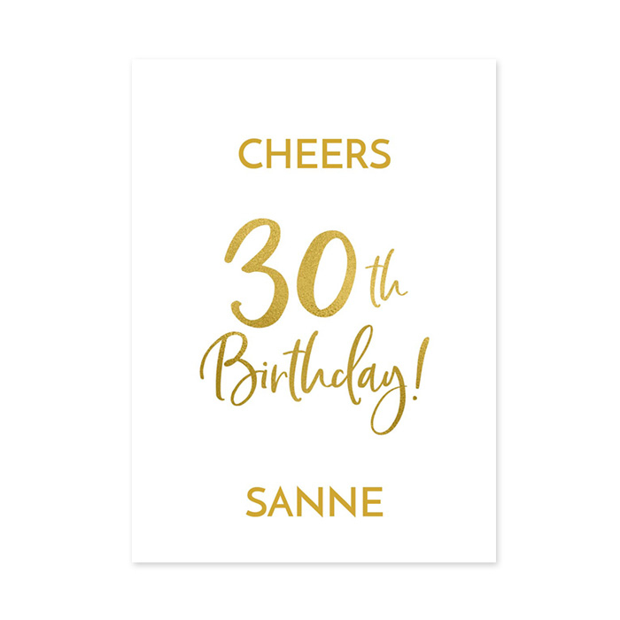 Wijnfles etiketten verjaardag birthday goud 30 (4st)