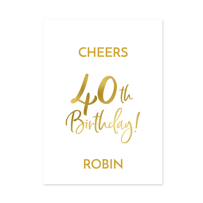 Wijnfles etiketten verjaardag birthday goud 40 (4st)